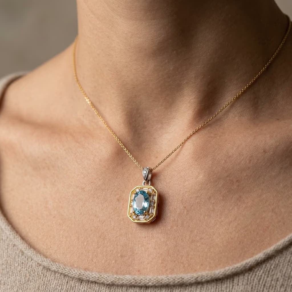 Topaz Kolye Ucu Gümüş AAA