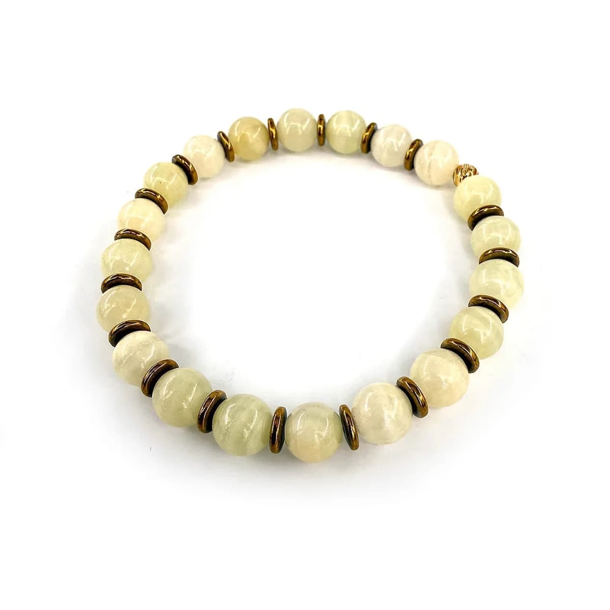 Yeşil Kalsit Bileklik 8mm Gold Hematit