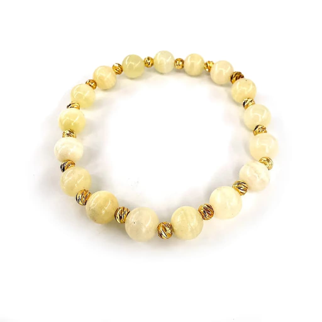 Yeşil Kalsit Bileklik 8mm Gold İncele ve Satın Al Yeşil Kalsit Bileklik 8mm Gold - Orijinal Doğal Taş ve Şifa Kristali Görsel 1