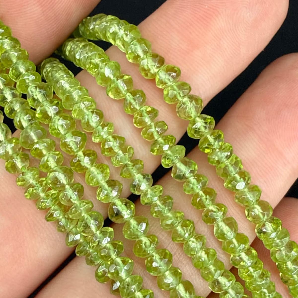 Zeberced Olivin Dizi Rondela Faset 4mm