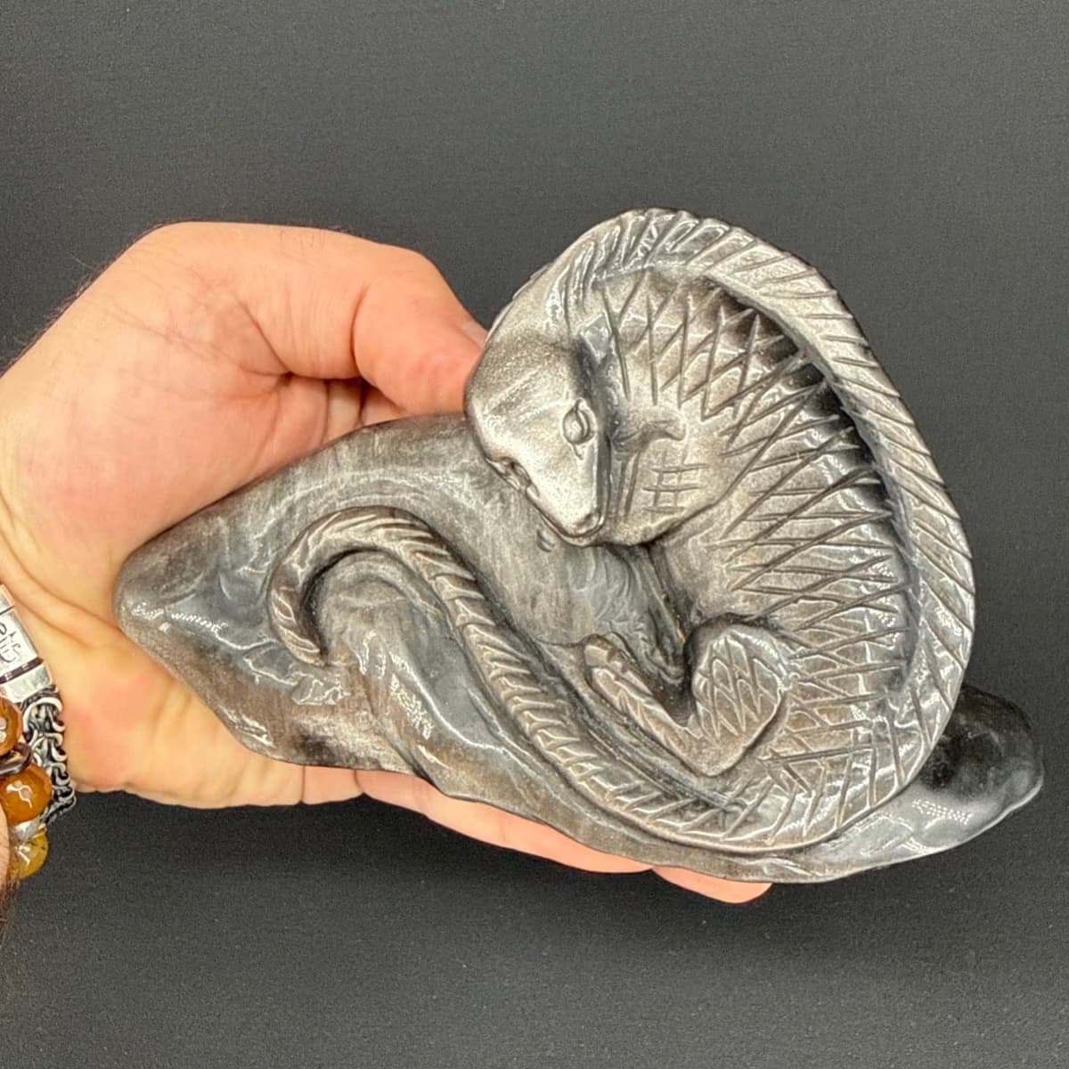 Kertenkele Silver Obsidiyen Obje