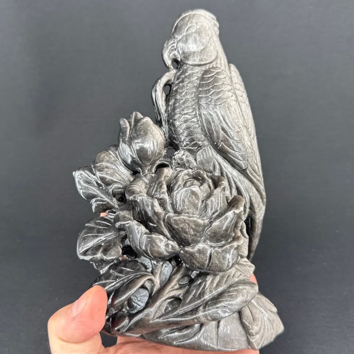 Papağan Silver Obsidiyen Obje