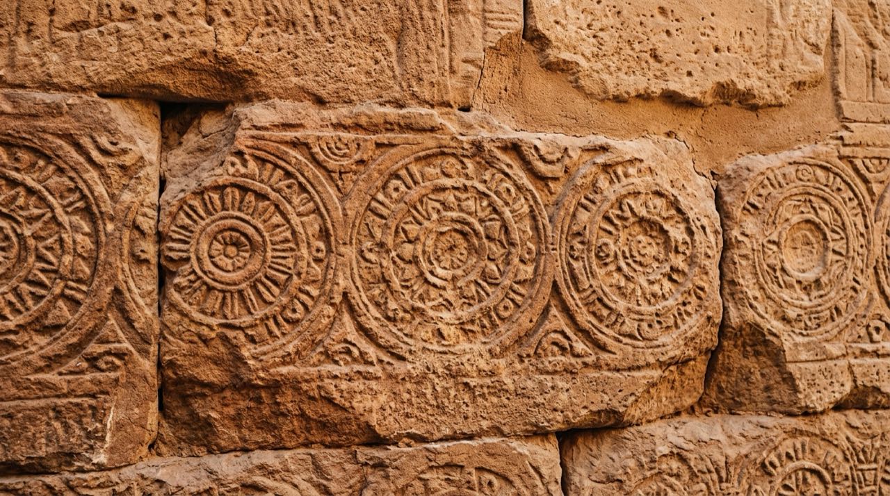 Mısır Abydos Osiris Tapınağı taş duvarlarındaki kadim geometrik kabartmalar