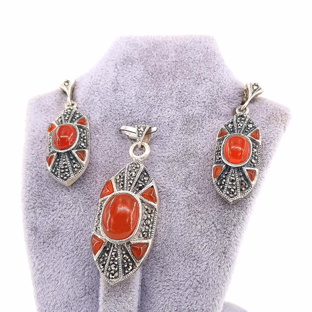Akik / Markazit Set (Gümüş) İncele ve Satın Al Akik / Markazit Set (Gümüş) - Orijinal Doğal Taş ve Şifa Kristali Görsel 1