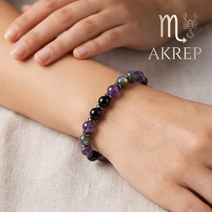 Akrep Burcu Unisex Bileklik 8mm - Orijinal Şifalı Kristal - Görsel 2