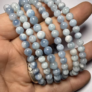 Akuamarin Bileklik 6 mm - Orijinal Şifalı Kristal - Görsel 1