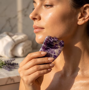 Ametist Gua Sha - Orijinal Şifalı Kristal - Görsel 1