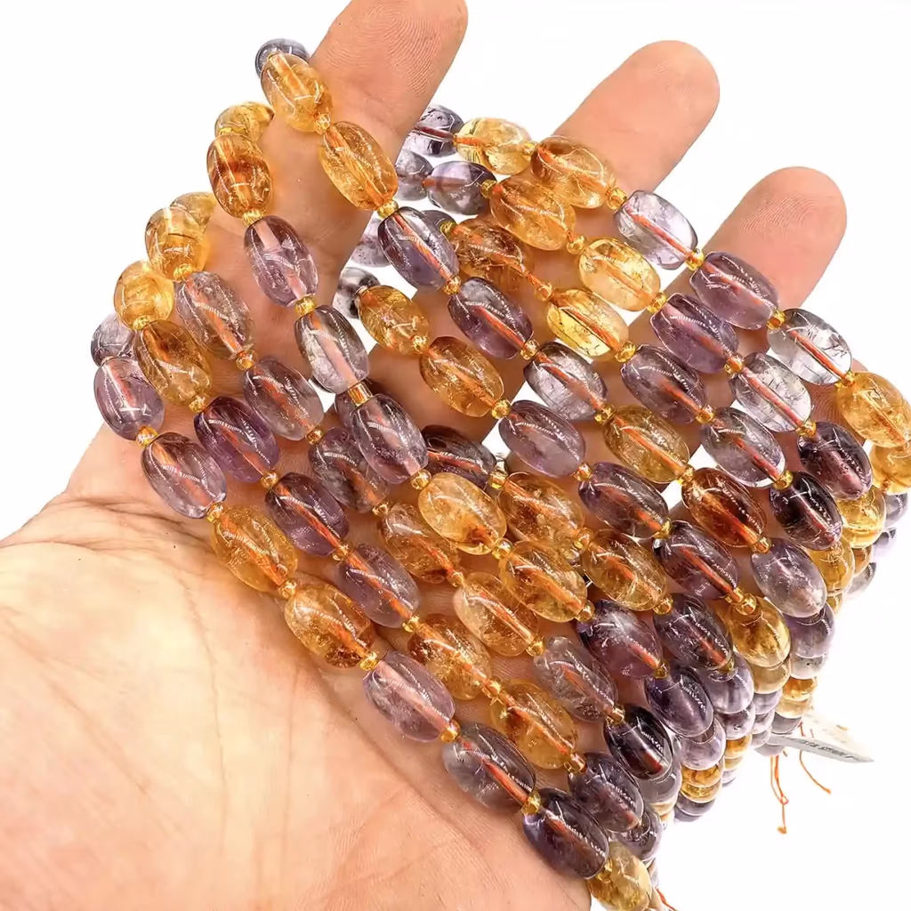 Ametist / Sitrin Arpa Dizi 8x11mm İncele ve Satın Al Ametist / Sitrin Arpa Dizi 8x11mm - Orijinal Doğal Taş ve Şifa Kristali Görsel 1