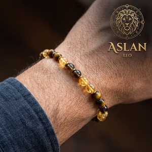 Aslan Burcu Unisex Bileklik 8mm - Orijinal Şifalı Kristal - Görsel 1