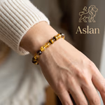 Aslan Burcu Unisex Bileklik 8mm Orijinal Kristal Detay Görseli 3