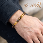 Aslan Burcu Unisex Bileklik 8mm Orijinal Kristal Detay Görseli 5