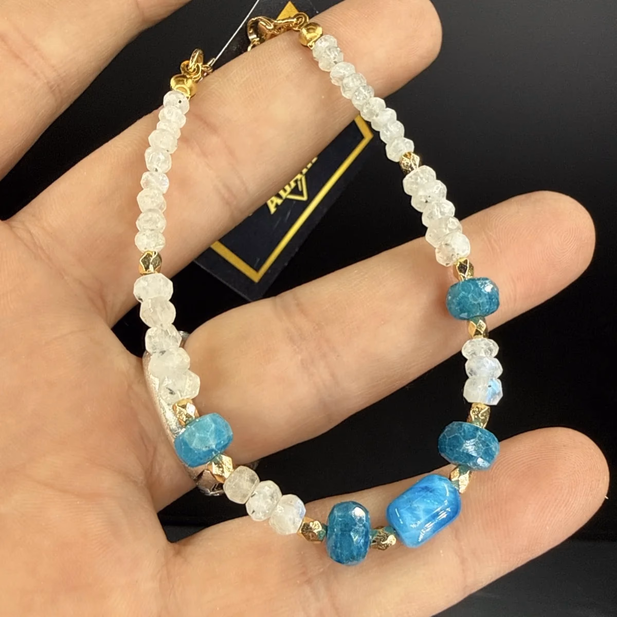 Aytaşı / Blue Apatit Rondela Faset Bileklik *