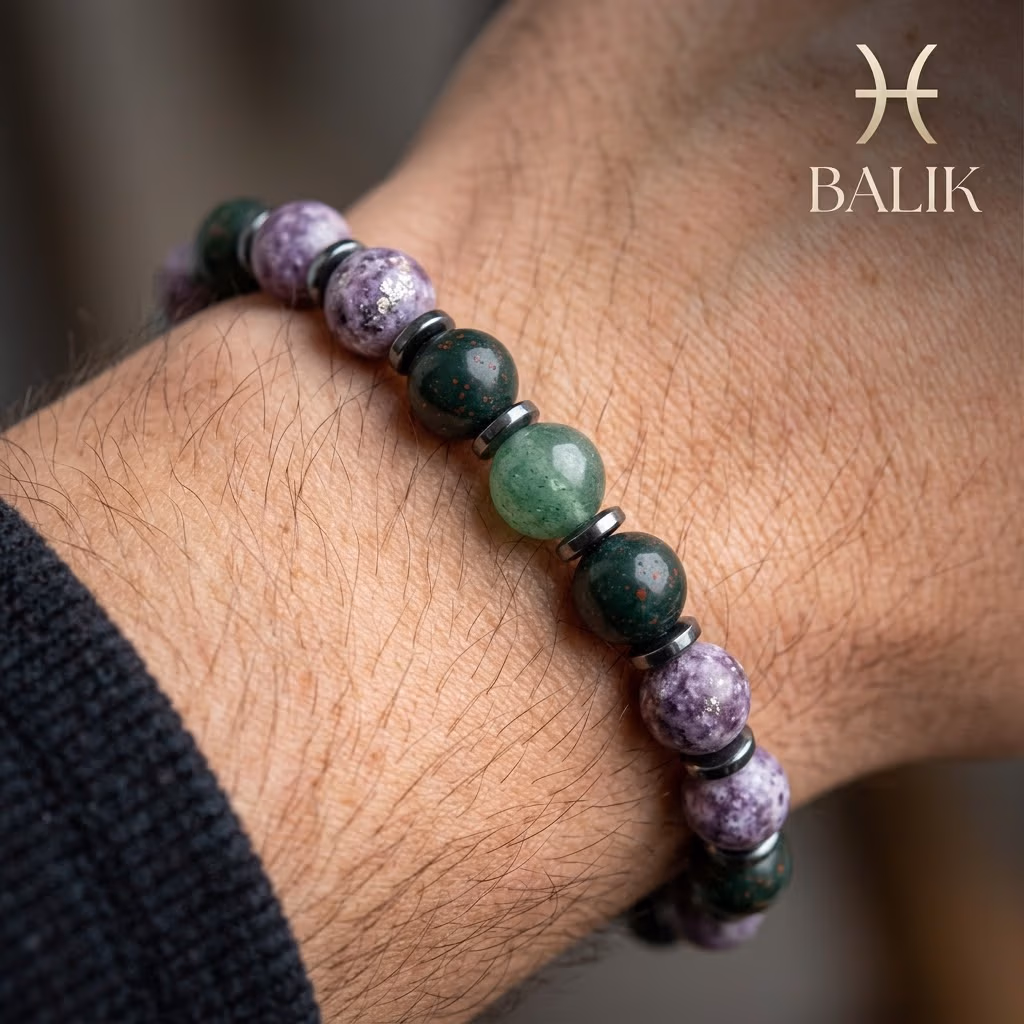 Balık Burcu Erkek Bileklik 8mm - Büyütmek için tıklayın Balık Burcu Erkek Bileklik 8mm - Orijinal Doğal Taş ve Şifa Kristali Görsel 1