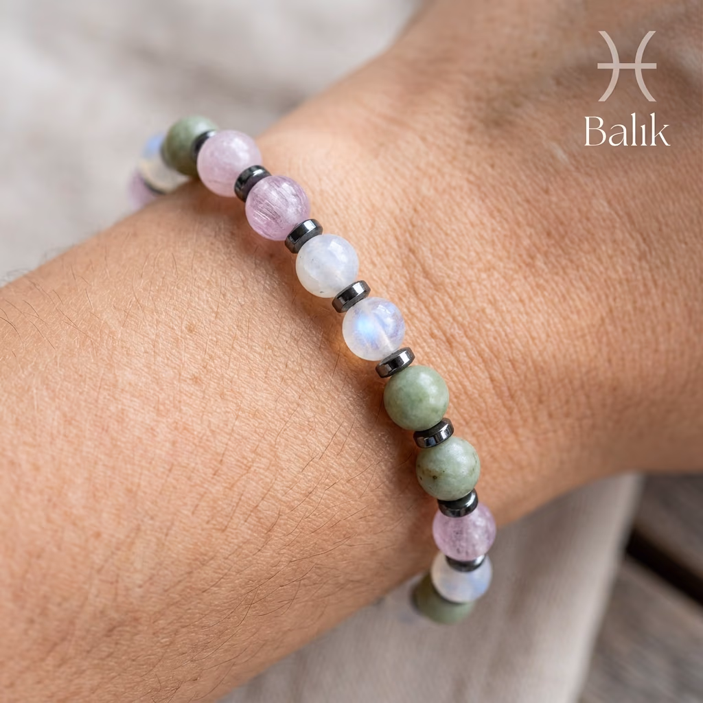 Balık Burcu Unisex Bileklik 8mm - Büyütmek için tıklayın Balık Burcu Unisex Bileklik 8mm - Orijinal Doğal Taş ve Şifa Kristali Görsel 1