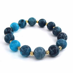 Blue Apatit Bileklik 10mm - Orijinal Şifalı Kristal - Görsel 1
