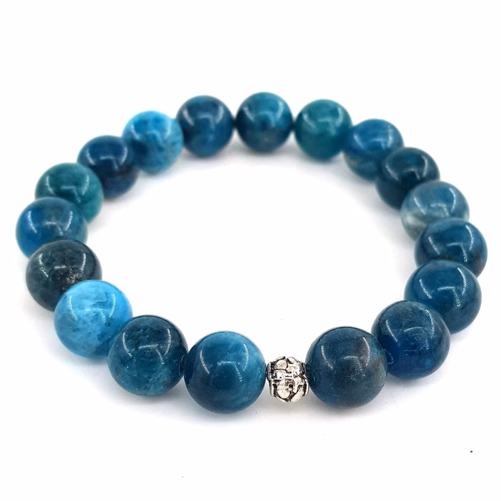 Blue Apatit Bileklik 10mm - Orijinal Doğal Taş ve Şifa Kristali Görsel 1