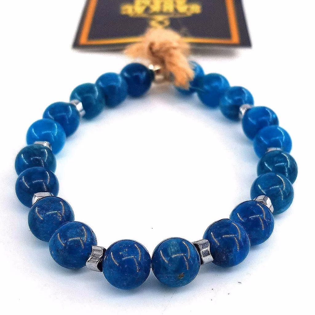 Blue Apatit Bileklik 8mm İncele ve Satın Al Blue Apatit Bileklik 8mm - Orijinal Doğal Taş ve Şifa Kristali Görsel 1
