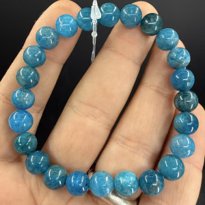 Blue Apatit Bileklik 8mm - Orijinal Şifalı Kristal - Görsel 1
