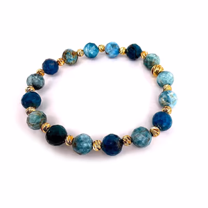 Blue Apatit Bileklik Faset 8mm - Orijinal Şifalı Kristal - Görsel 1