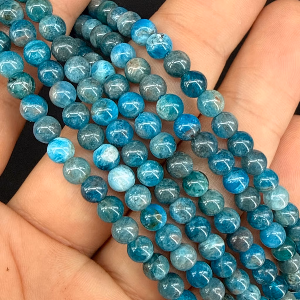 Blue Apatit Dizi 6mm AA+ İncele ve Satın Al Blue Apatit Dizi 6mm AA+ - Orijinal Doğal Taş ve Şifa Kristali Görsel 1