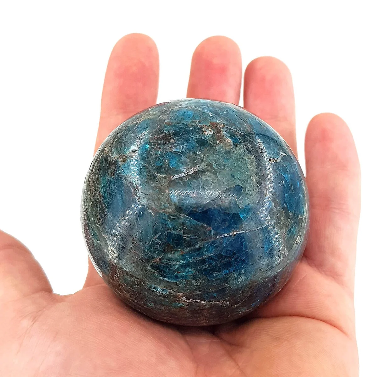 Blue Apatit Küre İncele ve Satın Al Blue Apatit Küre - Orijinal Doğal Taş ve Şifa Kristali Görsel 1