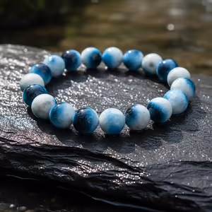 Blue Ice Glacierite Bileklik 8mm - Orijinal Şifalı Kristal - Görsel 2