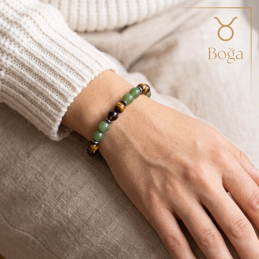 Boğa Burcu Unisex Bileklik 8mm - Büyütmek için tıklayın Boğa Burcu Unisex Bileklik 8mm - Orijinal Doğal Taş ve Şifa Kristali Görsel 1