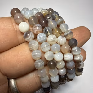 Botswana Akik Bileklik 6 mm - Orijinal Şifalı Kristal - Görsel 1