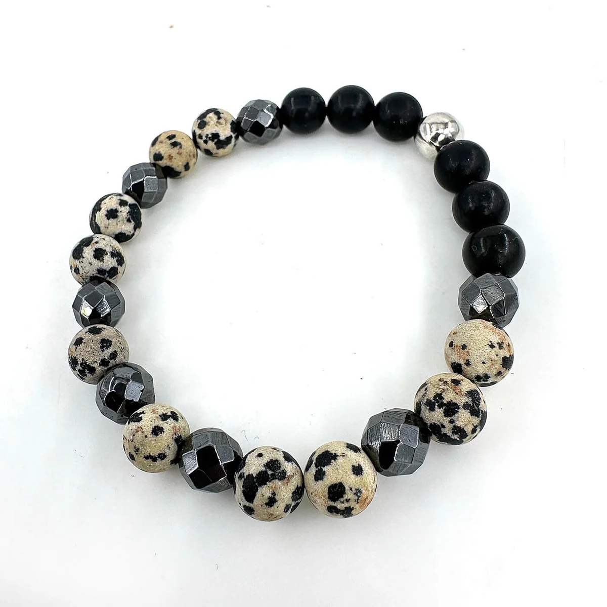 Dalmaçya Jasper, Hematit & Şungit Bileklik 8mm