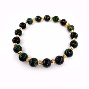 Diopsit Bileklik 8mm Gold - Orijinal Şifalı Kristal - Görsel 1