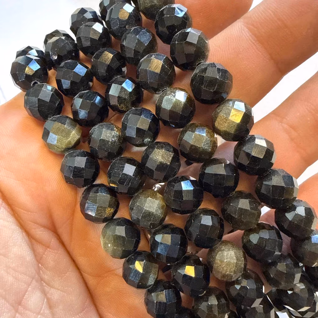 Dizi Obsidiyen Faset 8 mm İncele ve Satın Al Dizi Obsidiyen Faset 8 mm - Orijinal Doğal Taş ve Şifa Kristali Görsel 1