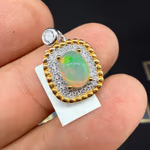 Etiopya Ateş Opal Kolye Ucu Gümüş AAA Orijinal Kristal Detay Görseli 4