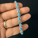Firuze Turkuaz Bileklik Gümüş Orijinal Kristal Detay Görseli 6