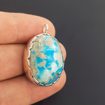 Firuze (Turkuaz) Kolye Ucu (Gümüş) Orijinal Kristal Detay Görseli 2