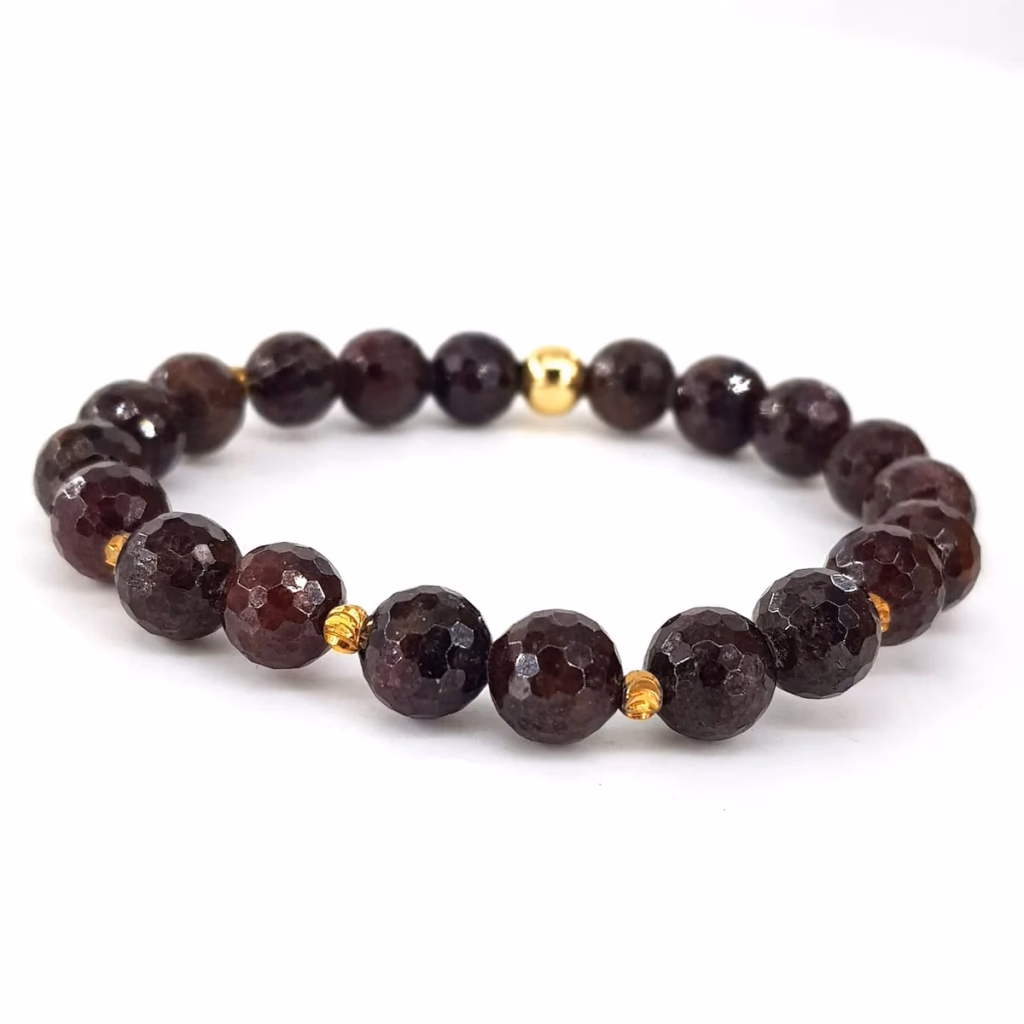 Garnet (Lal) Bileklik Faset 8mm - Orijinal Doğal Taş ve Şifa Kristali Görsel 1