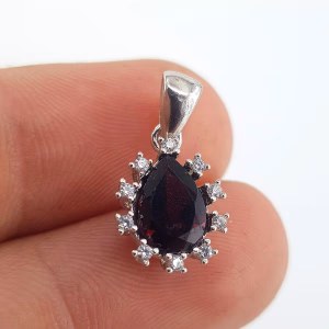 Garnet (Lal) Kolye Ucu (Gümüş) - Orijinal Şifalı Kristal - Görsel 2
