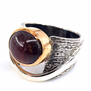 Garnet (Lal) Yüzük (Gümüş) - Orijinal Şifalı Kristal - Görsel 1