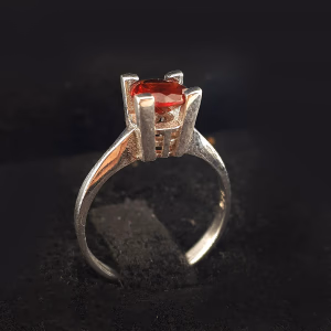 Garnet (Lal) Yüzük (Gümüş) - Orijinal Şifalı Kristal - Görsel 1