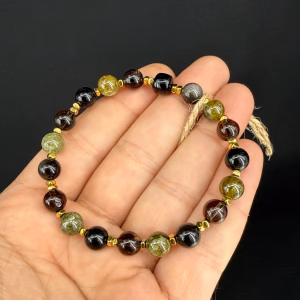 Garnet / Obsidiyen / Dumanlı Kuvars Bileklik 8 mm - Orijinal Şifalı Kristal - Görsel 1