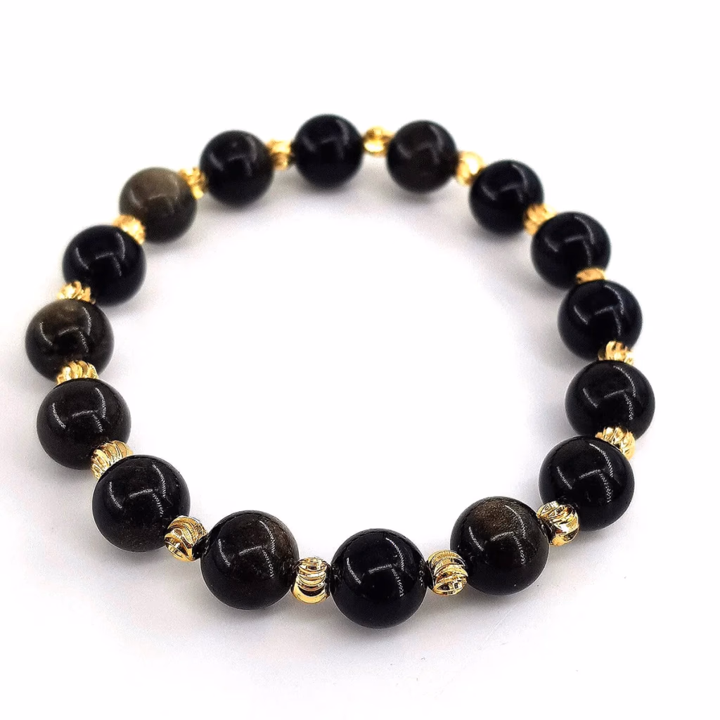 Gold Obsidiyen Bileklik 8mm - Orijinal Doğal Taş ve Şifa Kristali Görsel 1