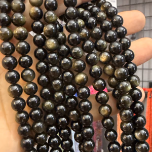 Gold Obsidiyen Dizi 8mm - Orijinal Şifalı Kristal - Görsel 1