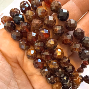 Hessonite Garnet Faset Dizi 10 mm - Orijinal Şifalı Kristal - Görsel 1