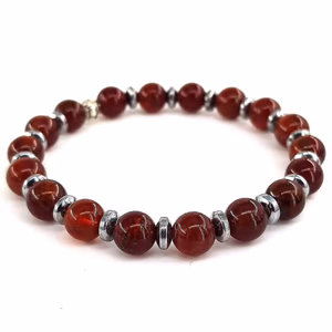 Hessonite Garnet (Lal) Bileklik 8mm - Orijinal Şifalı Kristal - Görsel 1