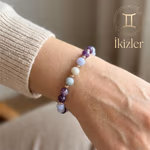 İkizler Burcu Kadın Bileklik 8mm Orijinal Kristal Detay Görseli 1
