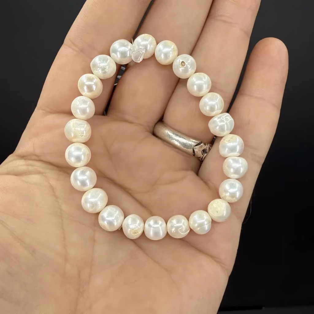 İnci Bileklik 8 mm - Büyütmek için tıklayın İnci Bileklik 8 mm - Orijinal Doğal Taş ve Şifa Kristali Görsel 1