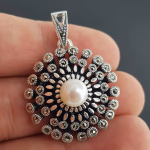 İnci Markazit Kolye Ucu (Gümüş) Orijinal Kristal Detay Görseli 2
