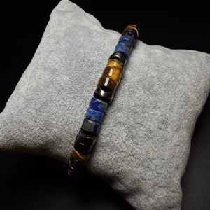 Kaplangözü & Lapis Lazuli Rondela Bileklik 6mm - Orijinal Şifalı Kristal - Görsel 1