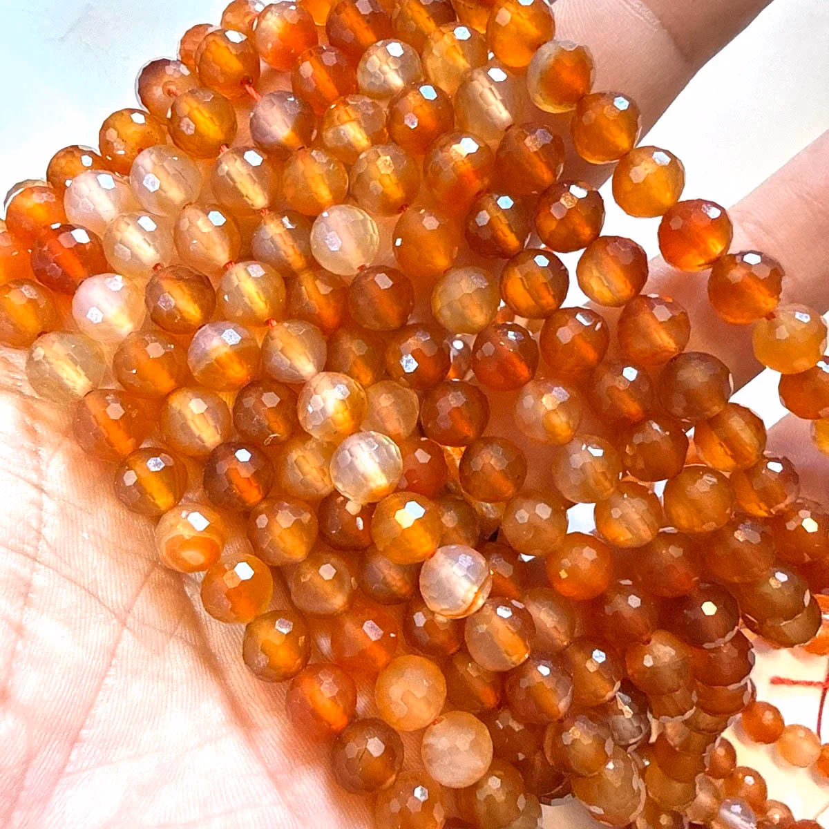 Karnelyan Akik Dizi Faset 8 mm