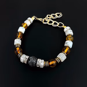 Kehribar Aytaşı Rutil Bileklik 8mm - Orijinal Şifalı Kristal - Görsel 1