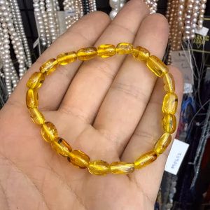 Kehribar Bileklik 6x7 mm - Orijinal Şifalı Kristal - Görsel 2